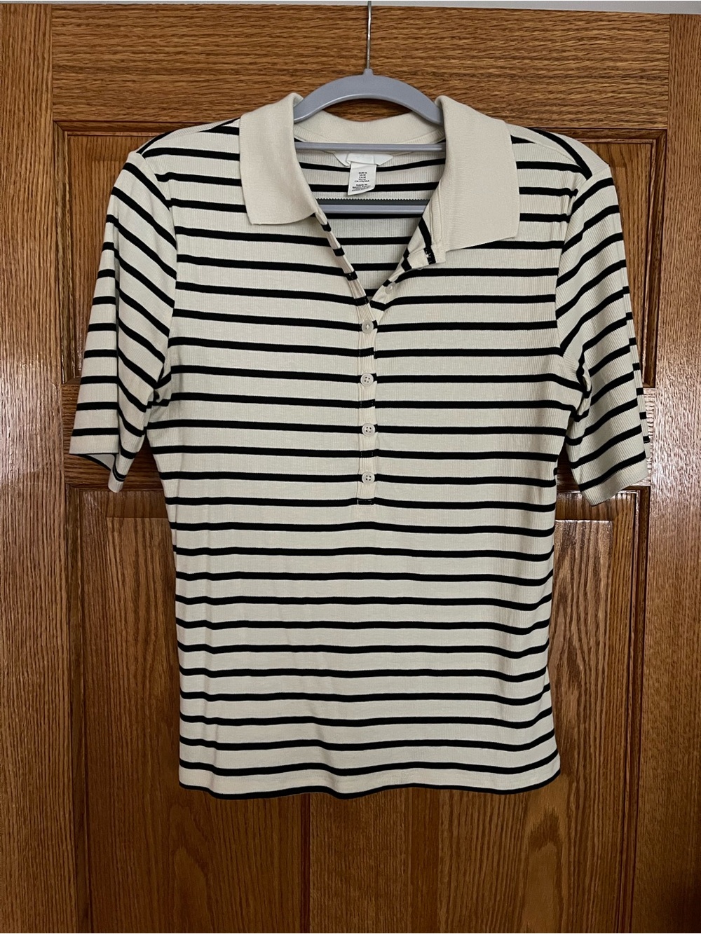 H&M Ribbed Polo Shirt (black stripe)